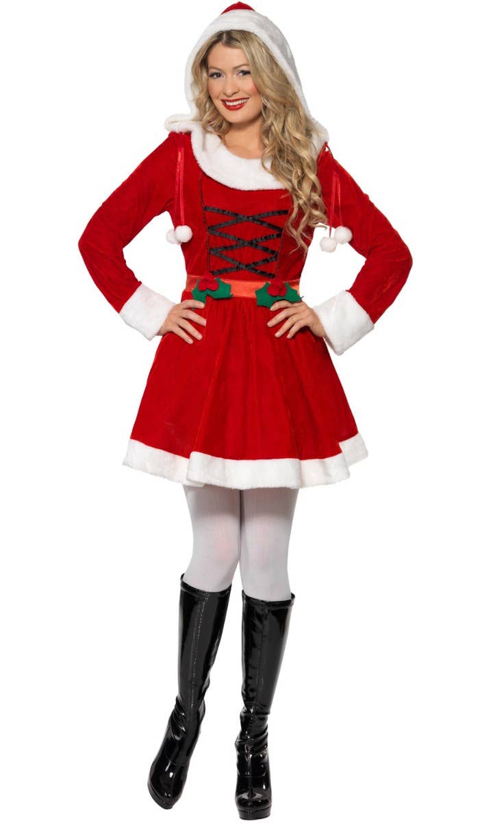 Miss Santa Women's Festive Christmas Fancy Dress Costume Alternate Front Image