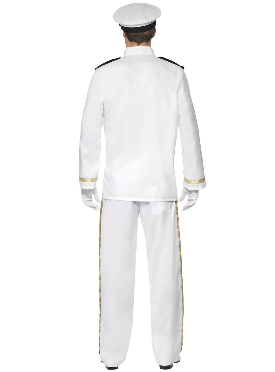 Ship Captain Men's White Pilot Suit Costume Back Image 2