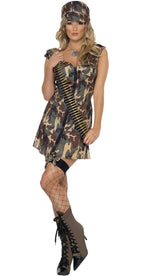 Army Women's Sexy Camouflage Dress Up Costume - Front View