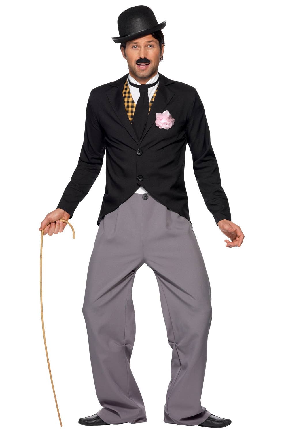 Mens 1920s Charlie Chaplin Fancy Dress Costume - Front Image