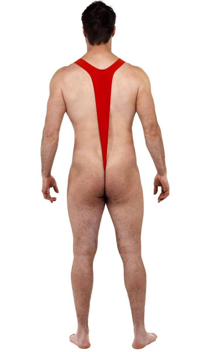 Naughty Santa Mens Funny Red Christmas Mankini - Back Image