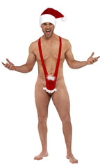 Naughty Santa Mens Funny Red Christmas Mankini - Main Image