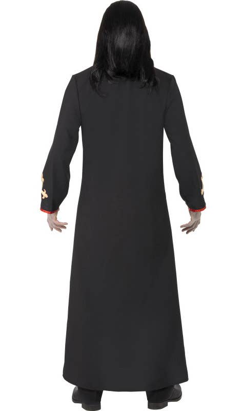 Long Black Minister of Death Robe Men's Halloween Costume - Back View