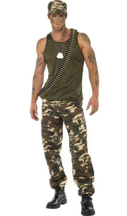 Khaki Camo Men's Army Uniform Costume Front View