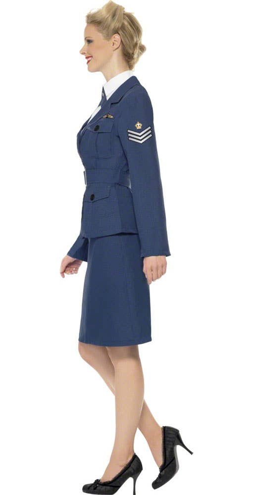 Womens 1940s Navy Blue Air Force Captain Costume Military Uniform - Side Image
