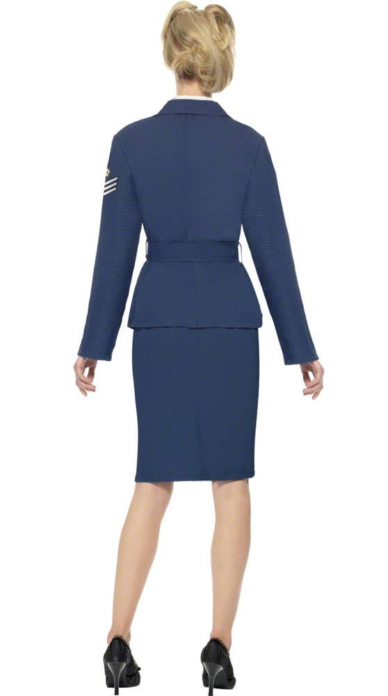 Womens 1940s Navy Blue Air Force Captain Costume Military Uniform - Back Image