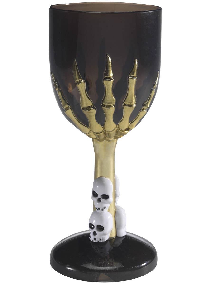 Image of Skeleton Hand Black and Gold Wine Goblet