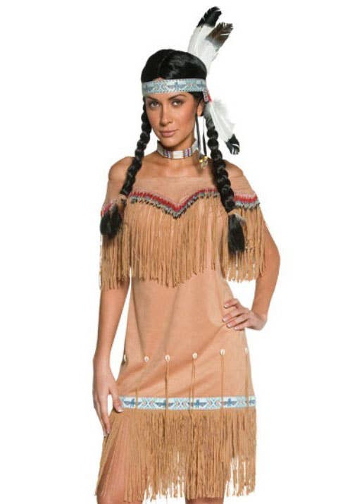 Women's Native American Indian Fancy Dress Costume Close Up