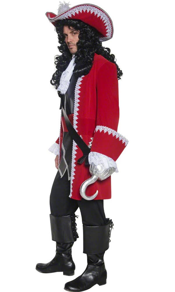 Deluxe Red Velvet Captain Hook Men's Pirate Costume - Side Image