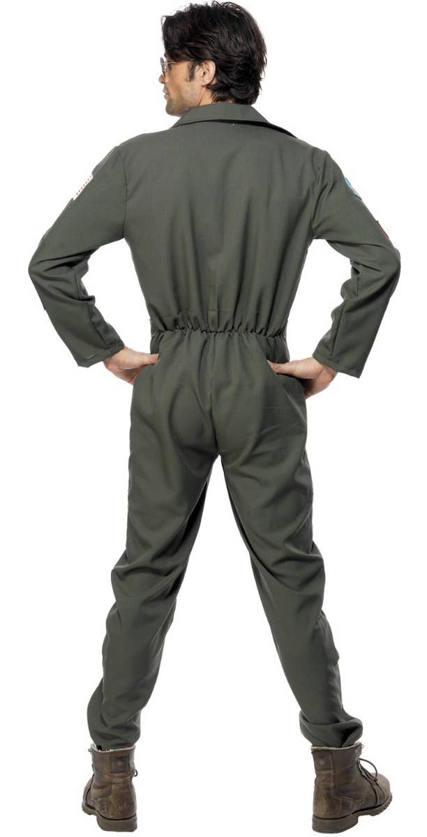 Men's Aviator Top Gun Flight Suit Fancy Dress Costume Back View