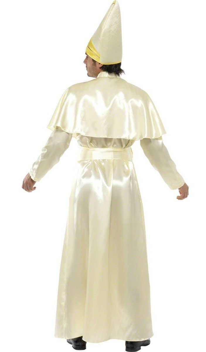 Light Yellow Satin Religious Pope Men's Costume Robe - Back Image
