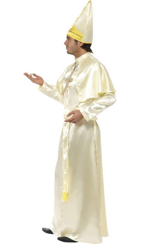 Light Yellow Satin Religious Pope Men's Costume Robe - Side Image