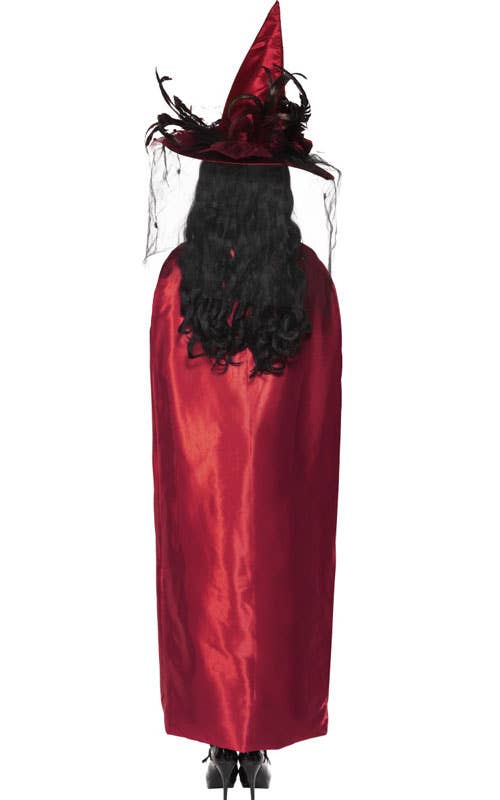 Long Reversible Black and Red Satin Witch Costume Cape - Alternative Image 1