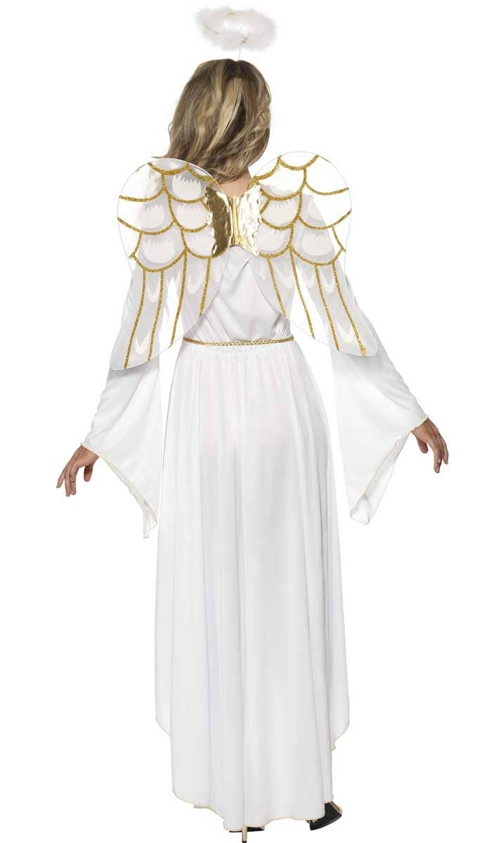 Festive White Christmas Angel Costume for Women Back Image