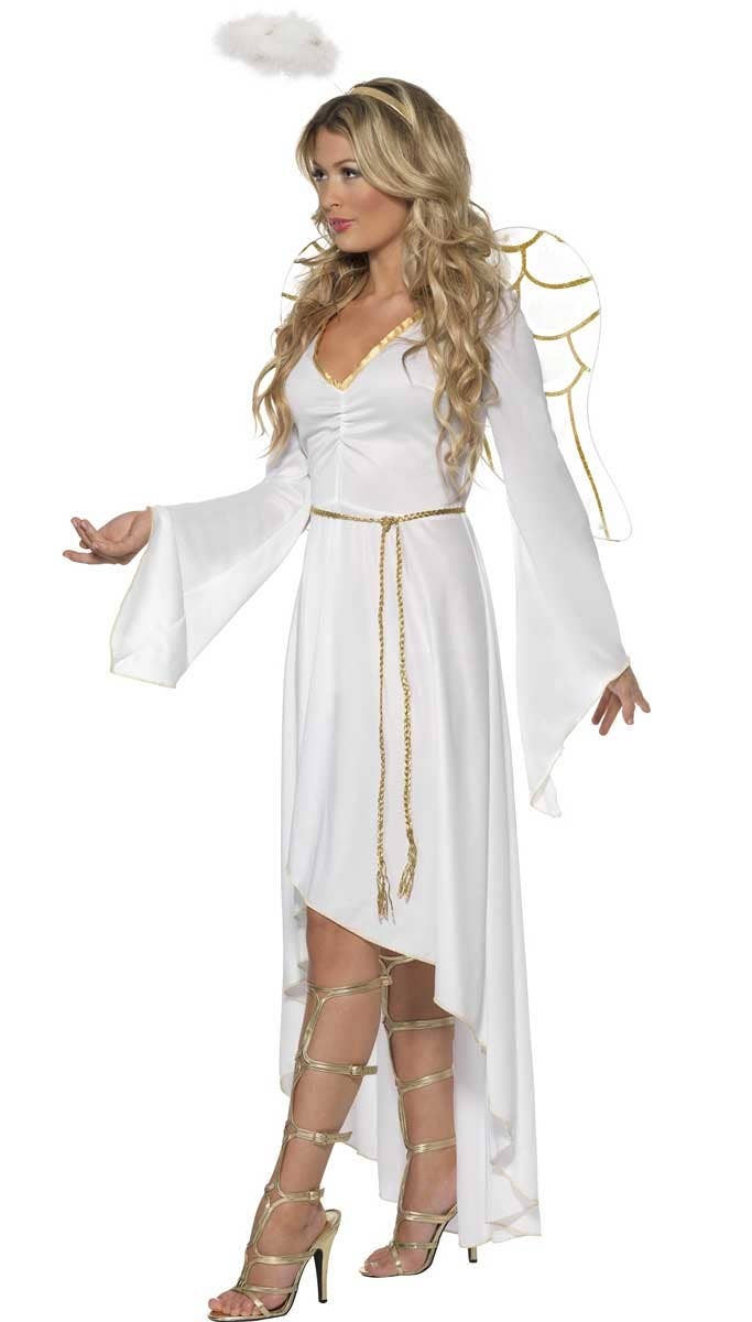 Festive White Christmas Angel Costume for Women Side Image