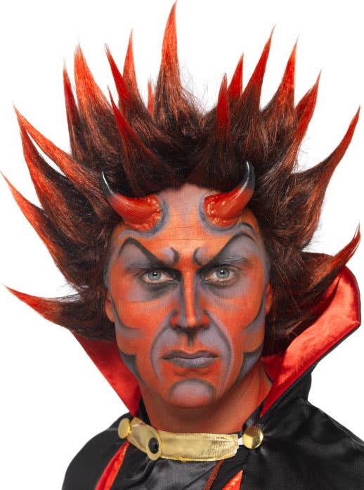 Spiked Black and Red Men's Devil Costume Wig