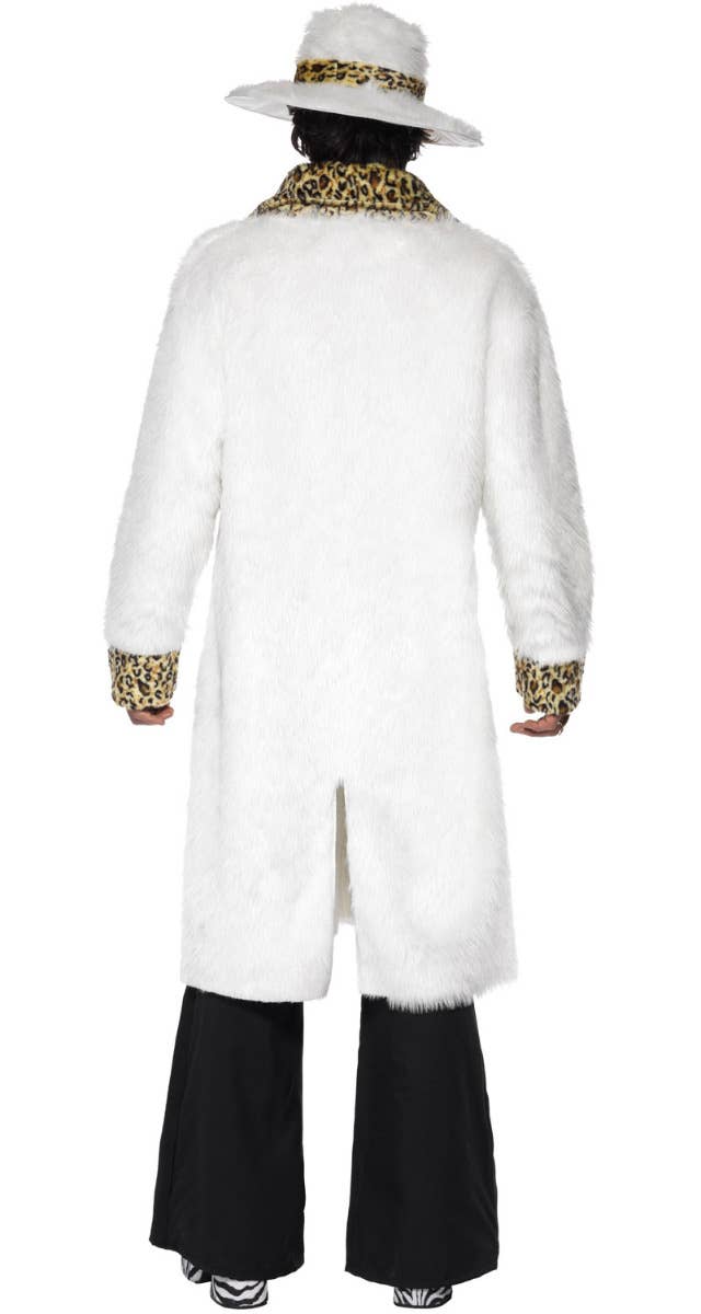 Men's White Fur Pimp Gangsta Costume Back Image