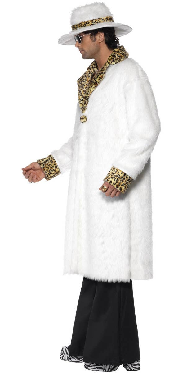 Men's White Fur Pimp Gangsta Costume Side Image