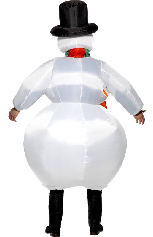 Deluxe White Inflatable Snowman Christmas Costume for Adults - Back Image
