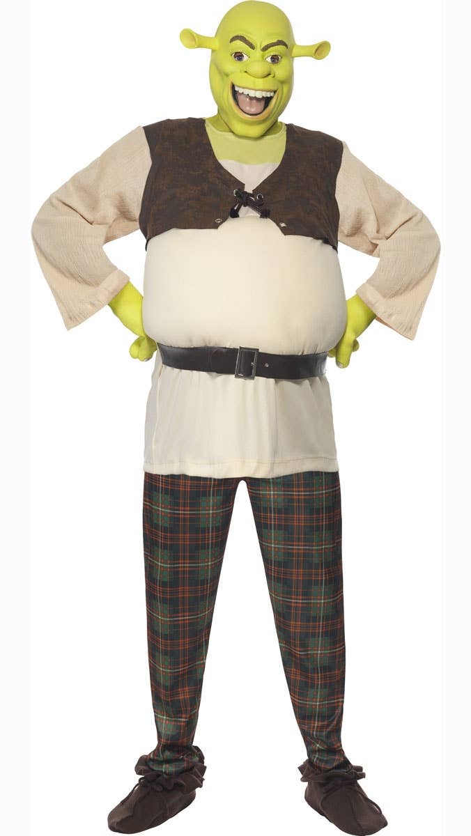 Men's Green Ogre Shrek Fancy Dress Costume Front View