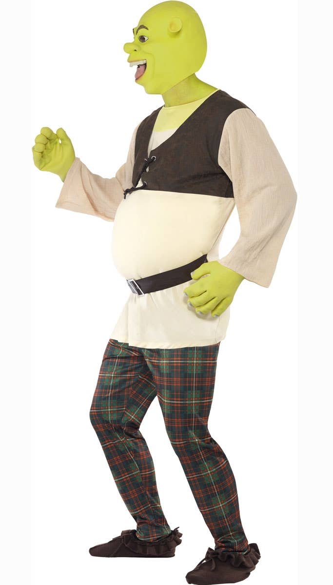 Men's Green Ogre Shrek Fancy Dress Costume Side View