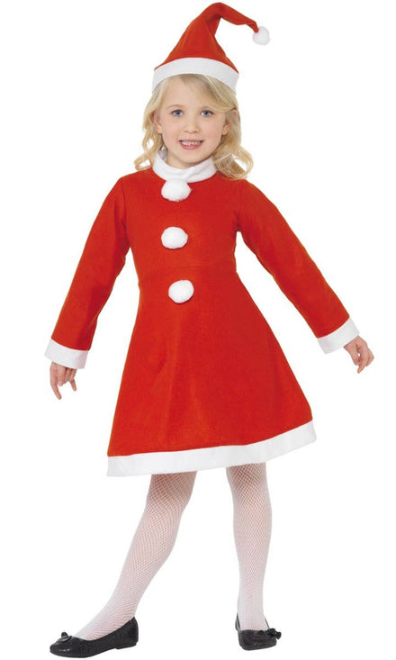 Basic Santa Girls Fancy Dress Christmas Costume Front Image