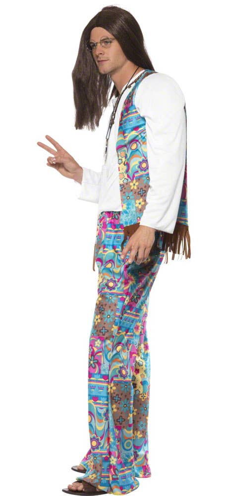 Groovy Colourful Hippie Men's 1970's Costume - Side Image