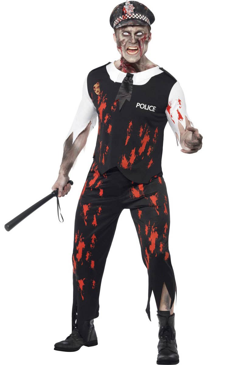 Zombie Police Officer Men's Halloween Costume Front