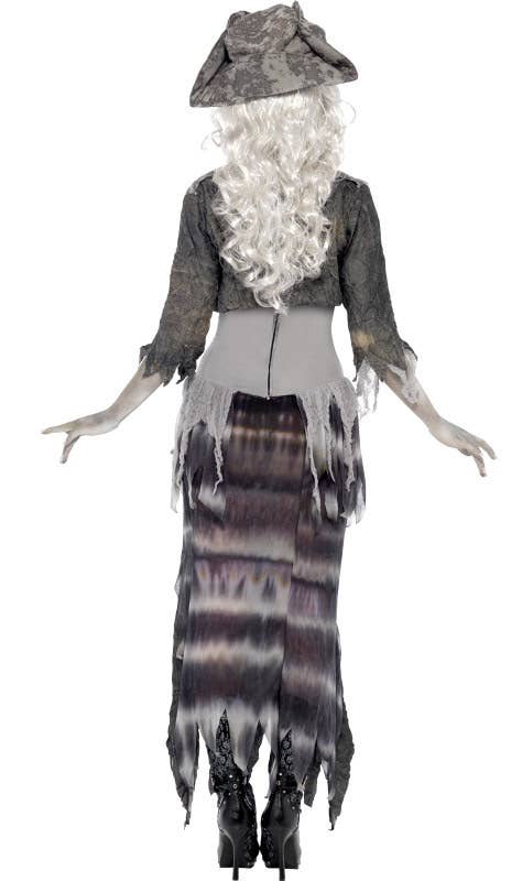 Torn and Tattered Grey Ghost Pirate Women's Halloween Costume - Back View