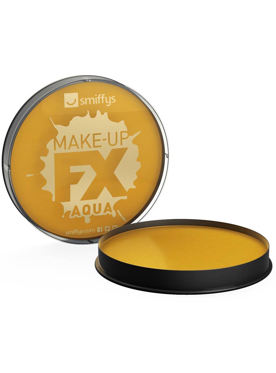 Metallic Gold Cake Makeup Water Based Special Effects Compact Face Paint - Alt Image