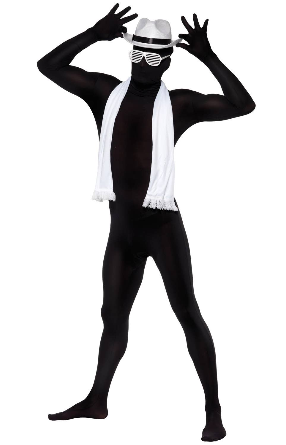 Men's Black Lycra Full Body Suit Second Skin Fancy Dress Costume Alt View