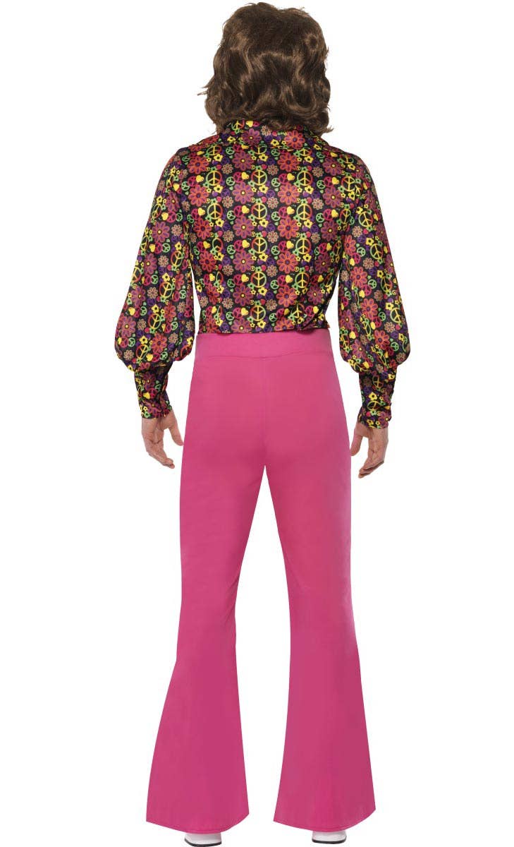 Men's 70's Retro Slack Suit Fancy Dress Hippie Costume - Back Image