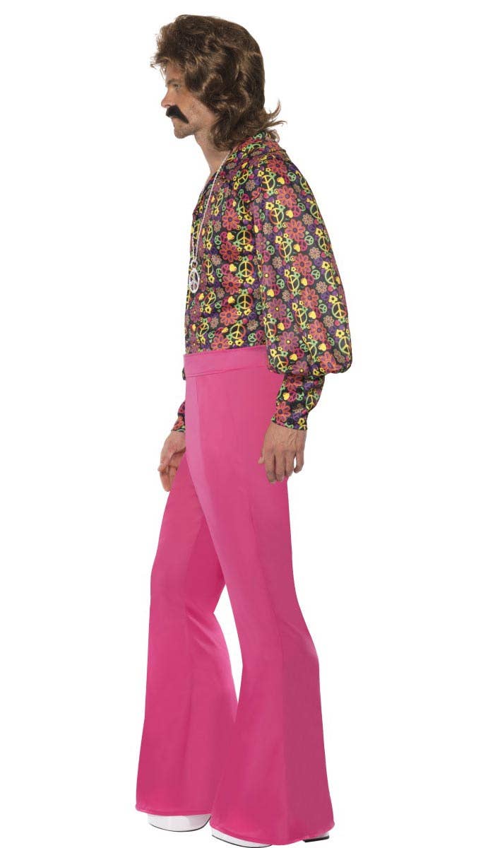 Men's 70's Retro Slack Suit Fancy Dress Hippie Costume - Side Image