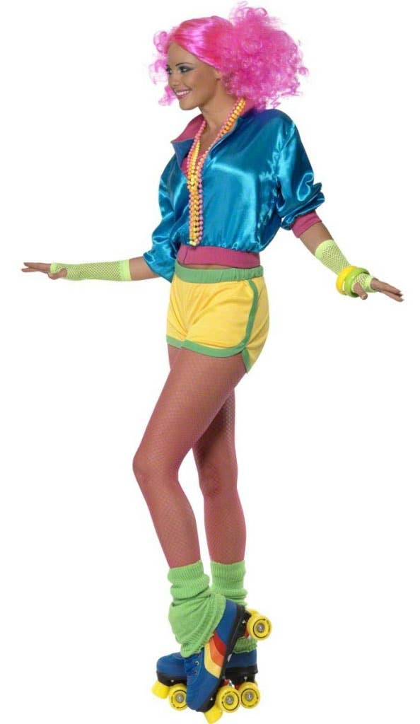 Retro Women's Disco Skater Fancy Dress Costume Side View