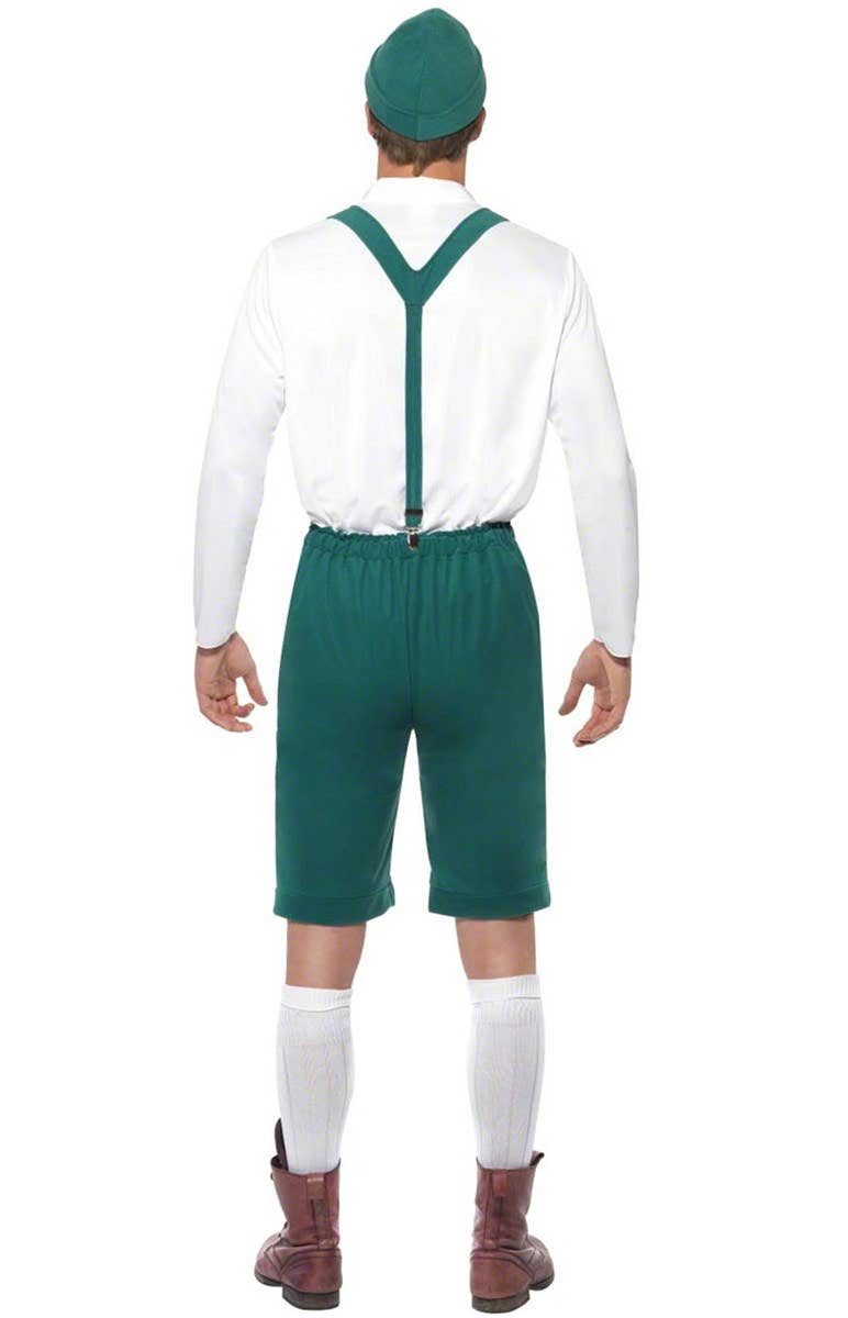 Green and White German Lederhosen Men's Oktoberfest Costume - Back Image