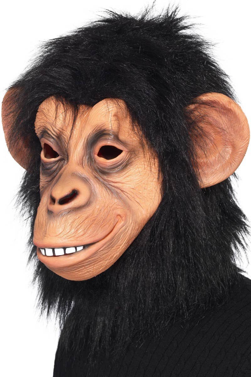 Adult's Overhead Latex Chimp Mask with Faux Fur Costume Accessory Alternative View 2