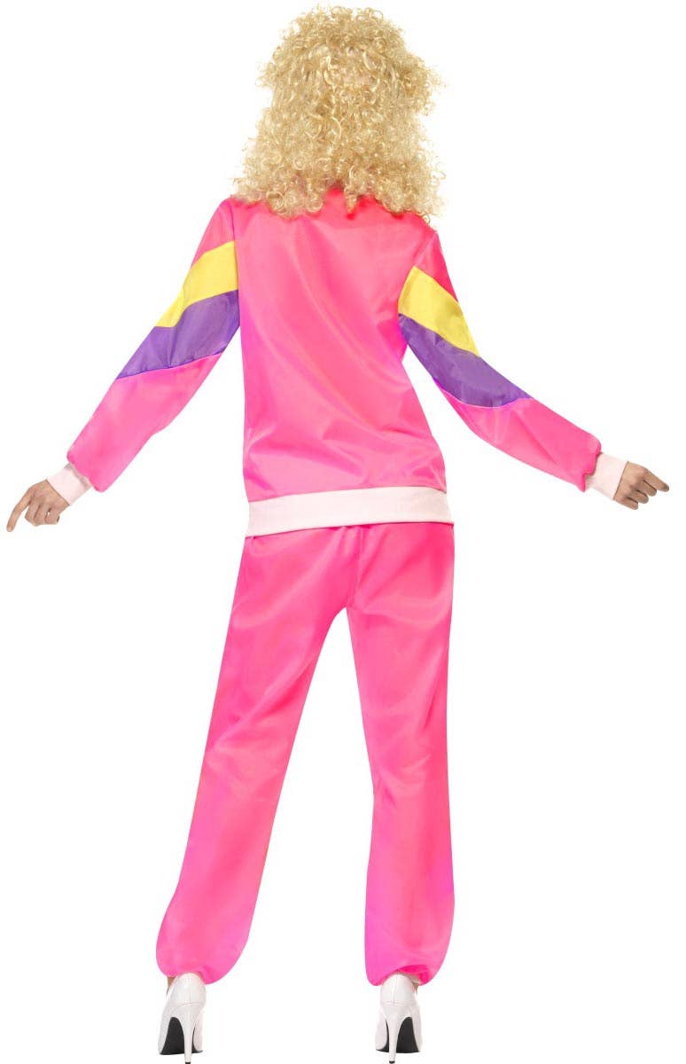Women's 1980's Pink Shell Suit Retro 80s Costume - Back View