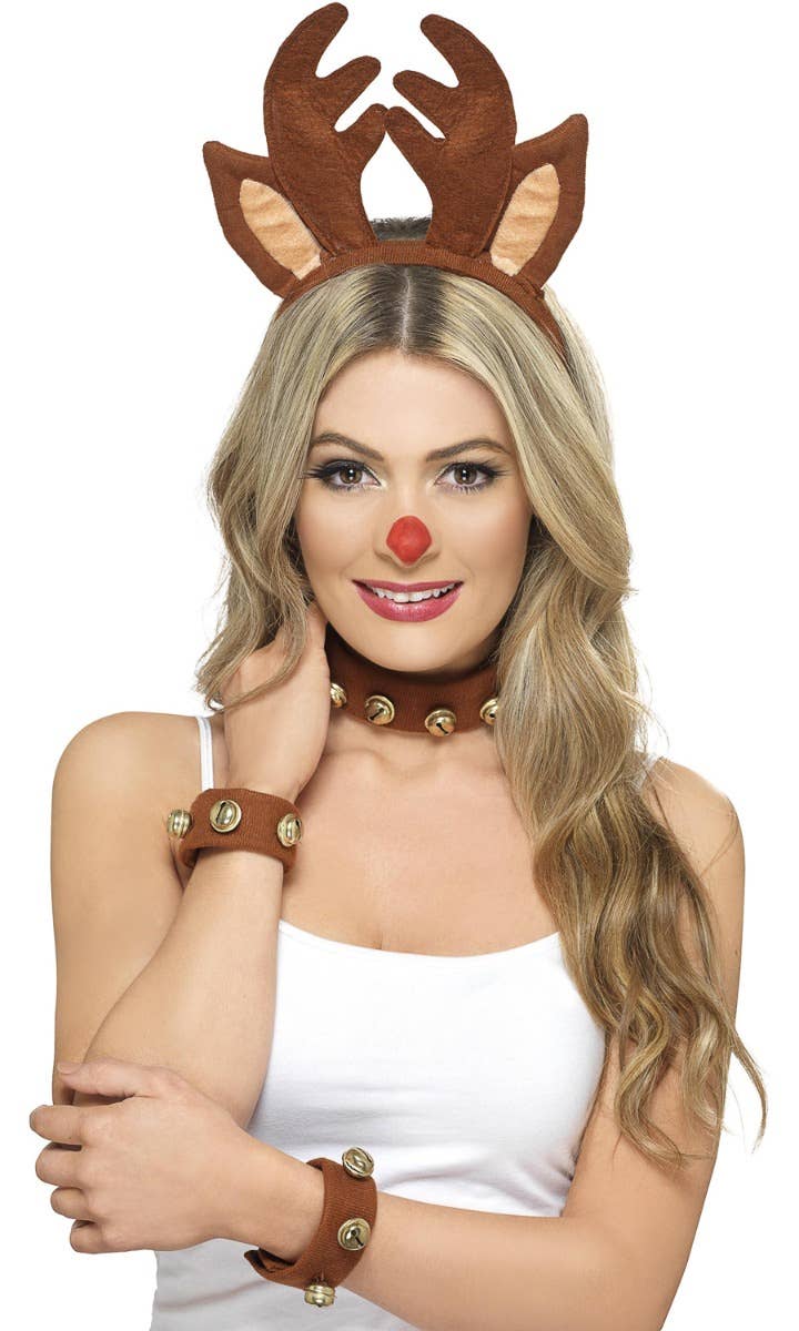 Cute Christmas Reindeer Adult's Costume Accessory Set Main Image