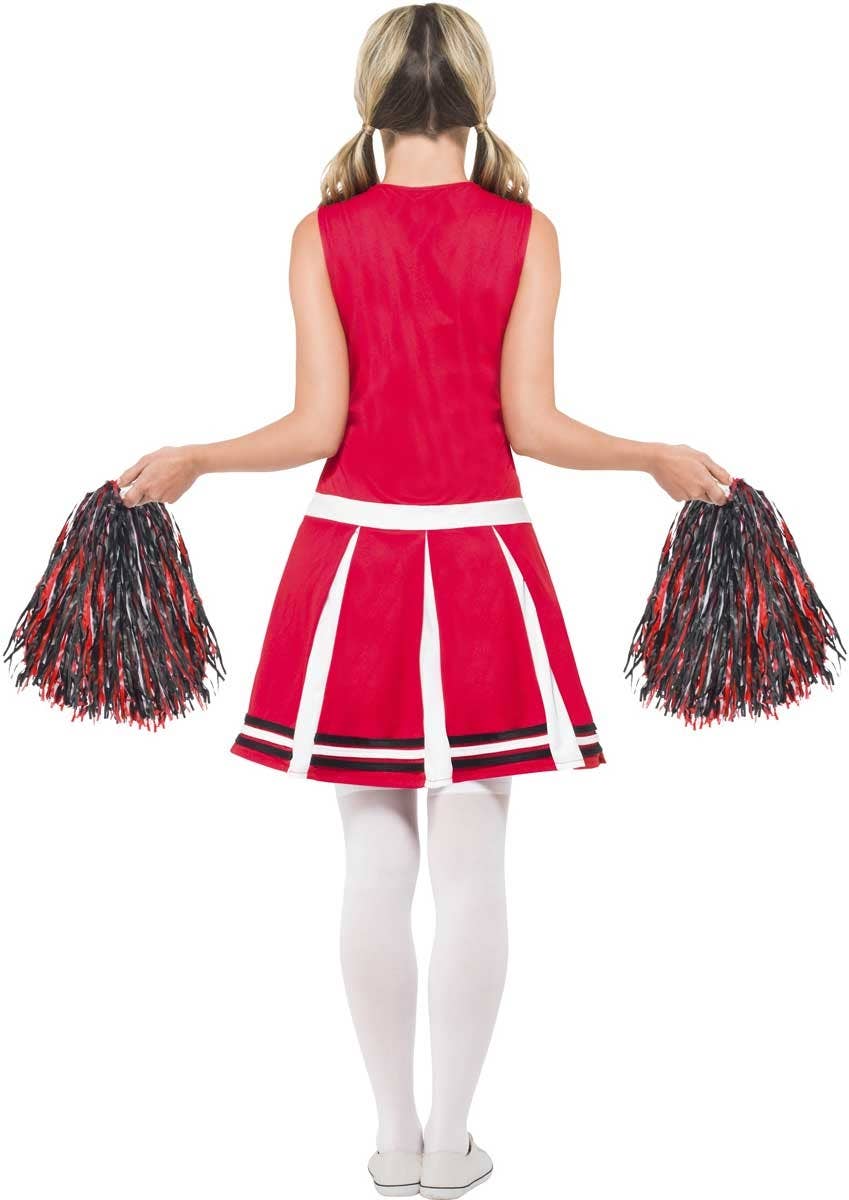 Sexy Women Red Cheerleader Fancy Dress Costume - Back View