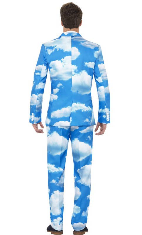 Men's Sky High Blue Clouds Stand Out Suit Back View