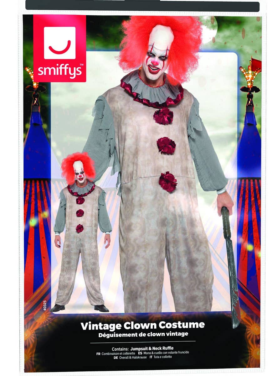 Men's Creepy Vintage Clown Halloween Costume Alternate Image