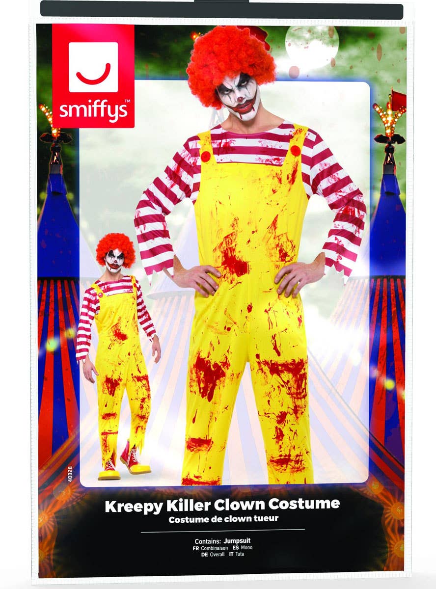 Men's Ronald McDonald Killer Clown Costume Packaging Image