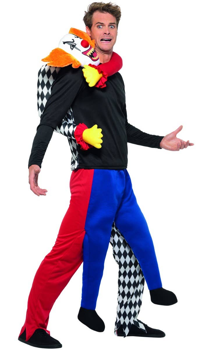 Funny Kidnap Clown Adult's Piggyback Halloween Costume View 2