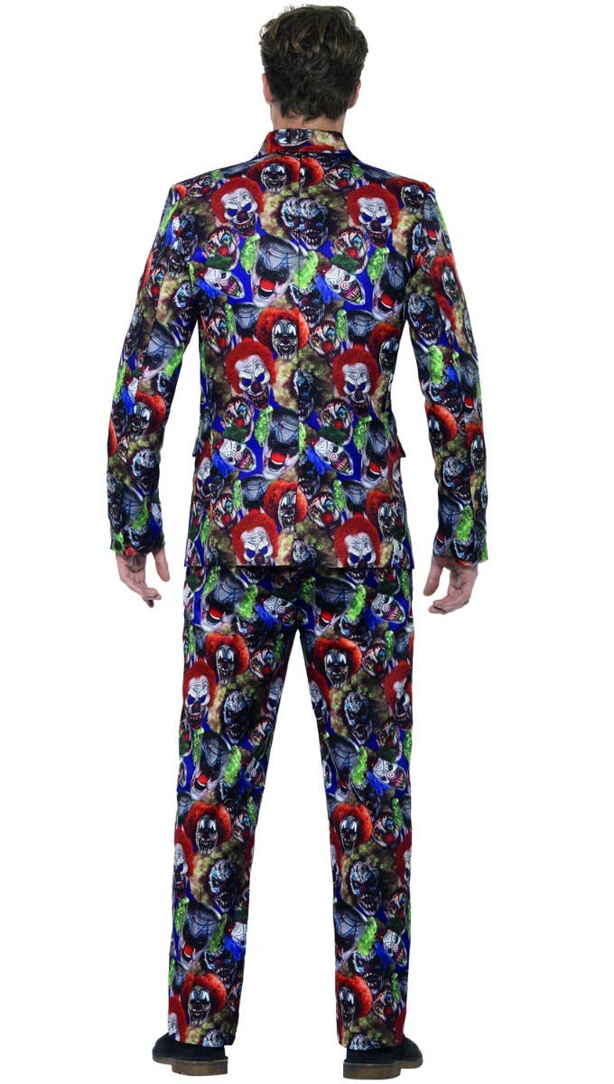 Men's Deluxe Evil Clown Stand Out Suit Halloween Costume Back Image