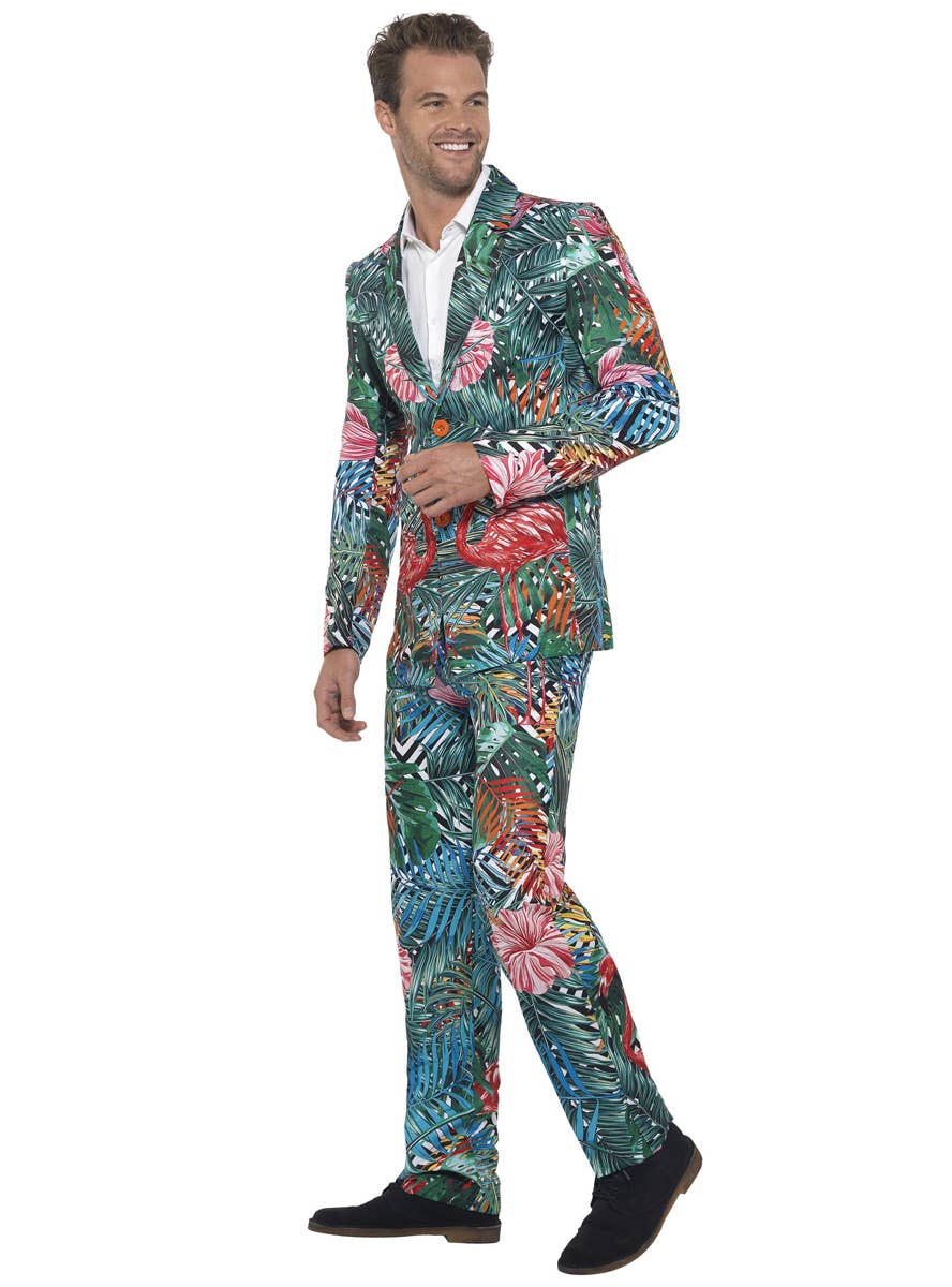 Men's Hawaiian Tropical Flamingo Suit Side Image