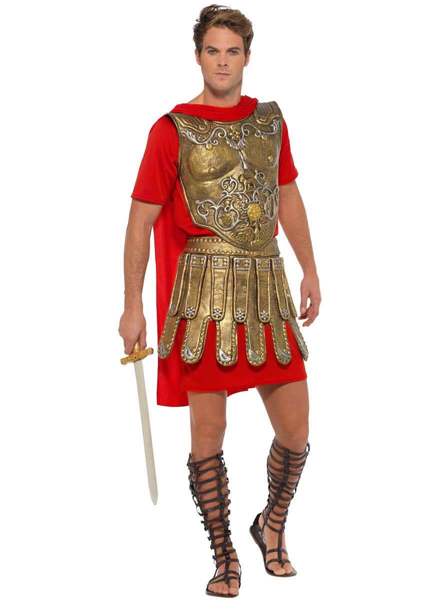 Red and Gold Men's Gladiator Costume - Alternate Front Image