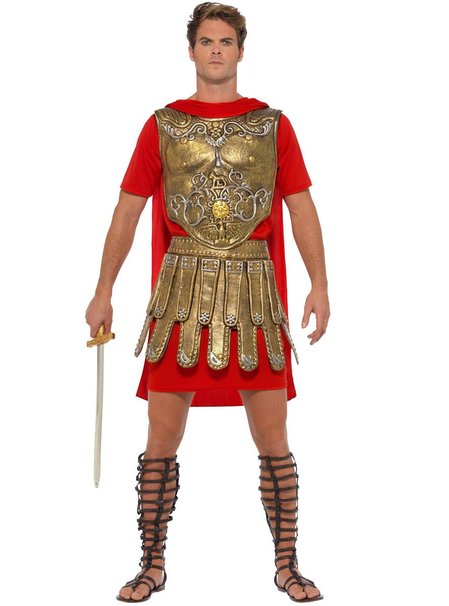 Red and Gold Men's Gladiator Costume - Front Image