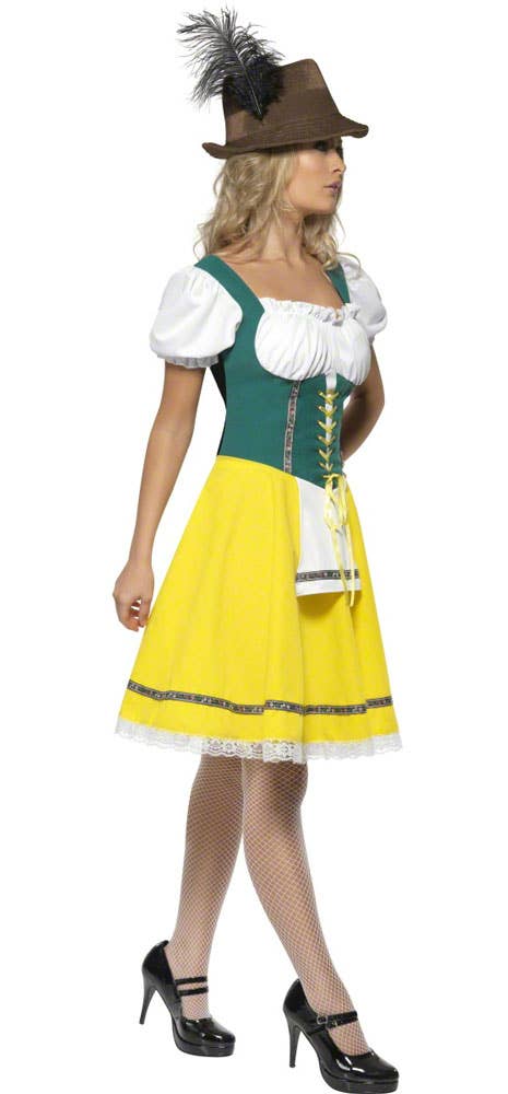 Womens Green and Gold Oktoberfest Costume - Side Image