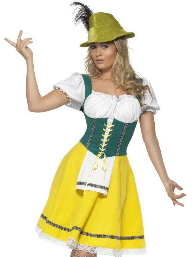 Womens Green and Gold Oktoberfest Costume - Close Image