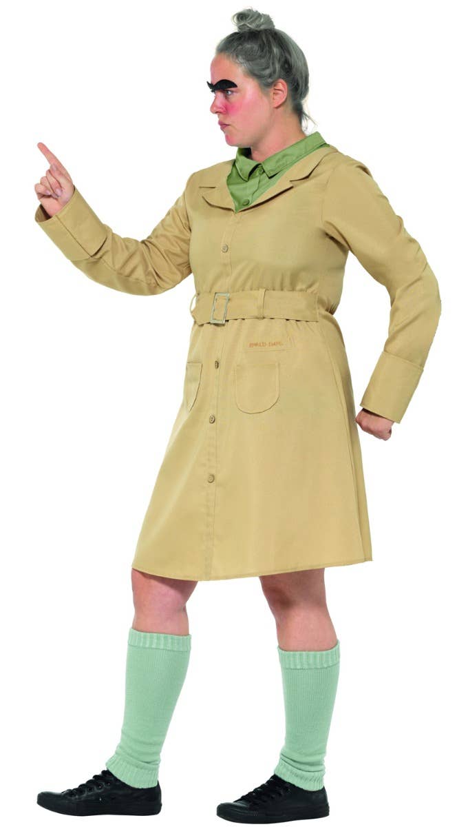 Women's Brown Miss Trunchbull Matilda Rhold Dahl Book Week Smiffys Fancy Dress Costume Side Image